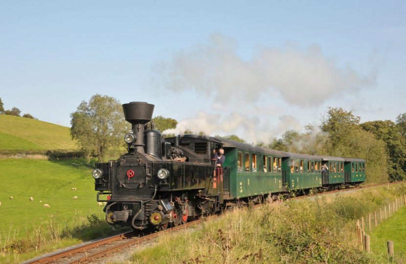 steam train going through a field